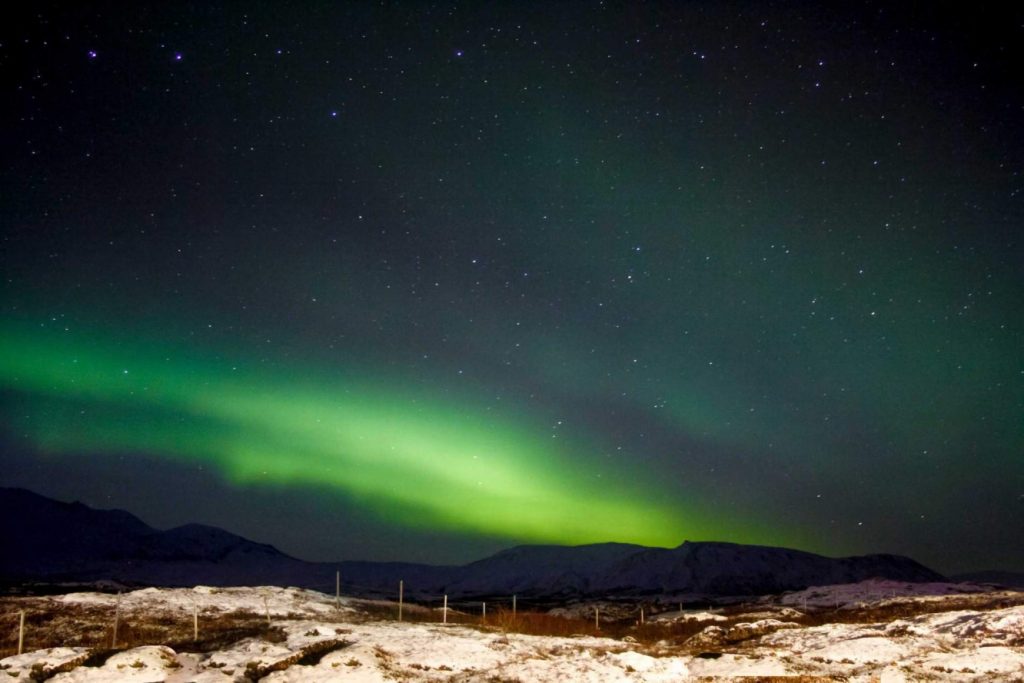 Northern lights in the Icelandic countryside