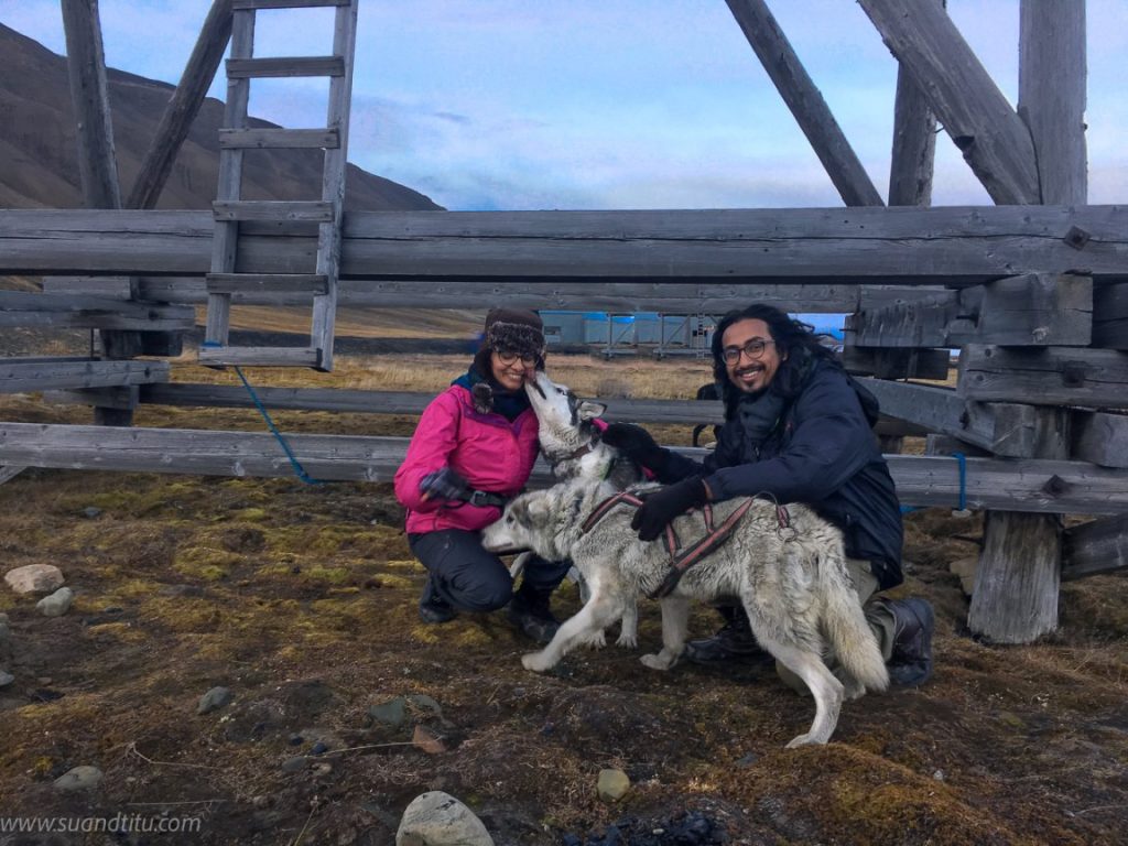 Hiking with huskies in Svalbard