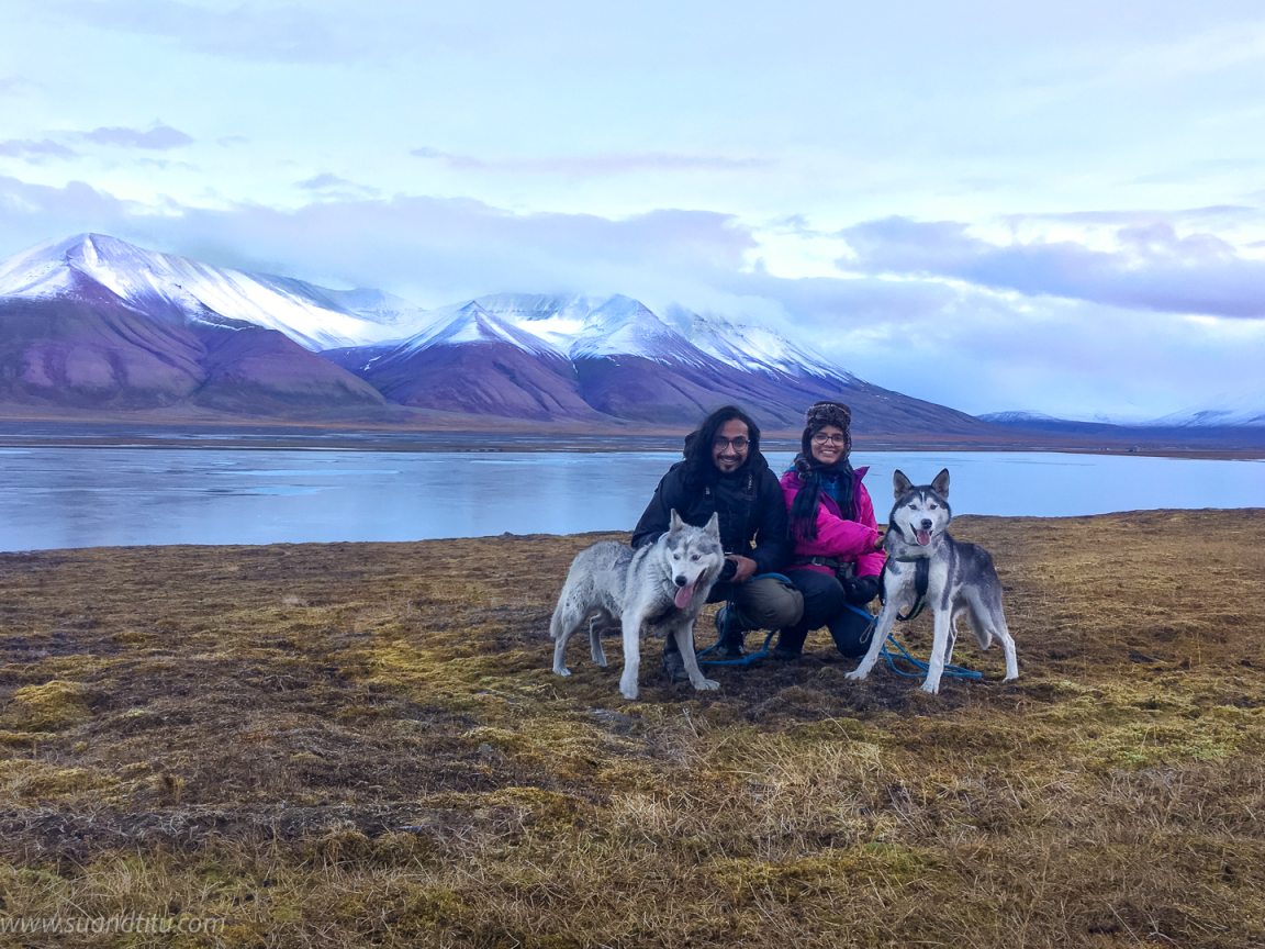 Hiking with huskies in Svalbard