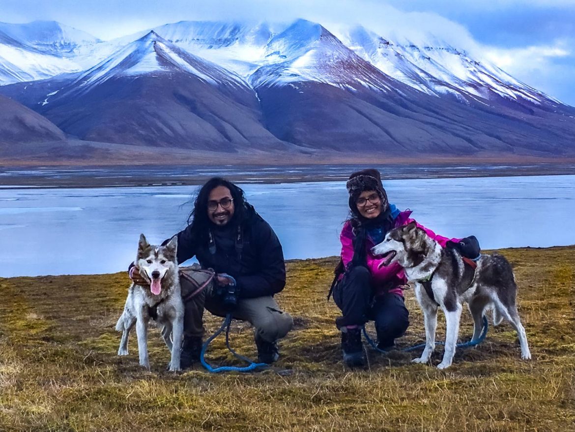 Hiking with huskies in Svalbard